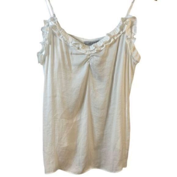Naked Zebra Tops - Naked Zebra White Ruffle Bodice Tank Top Medium NWT